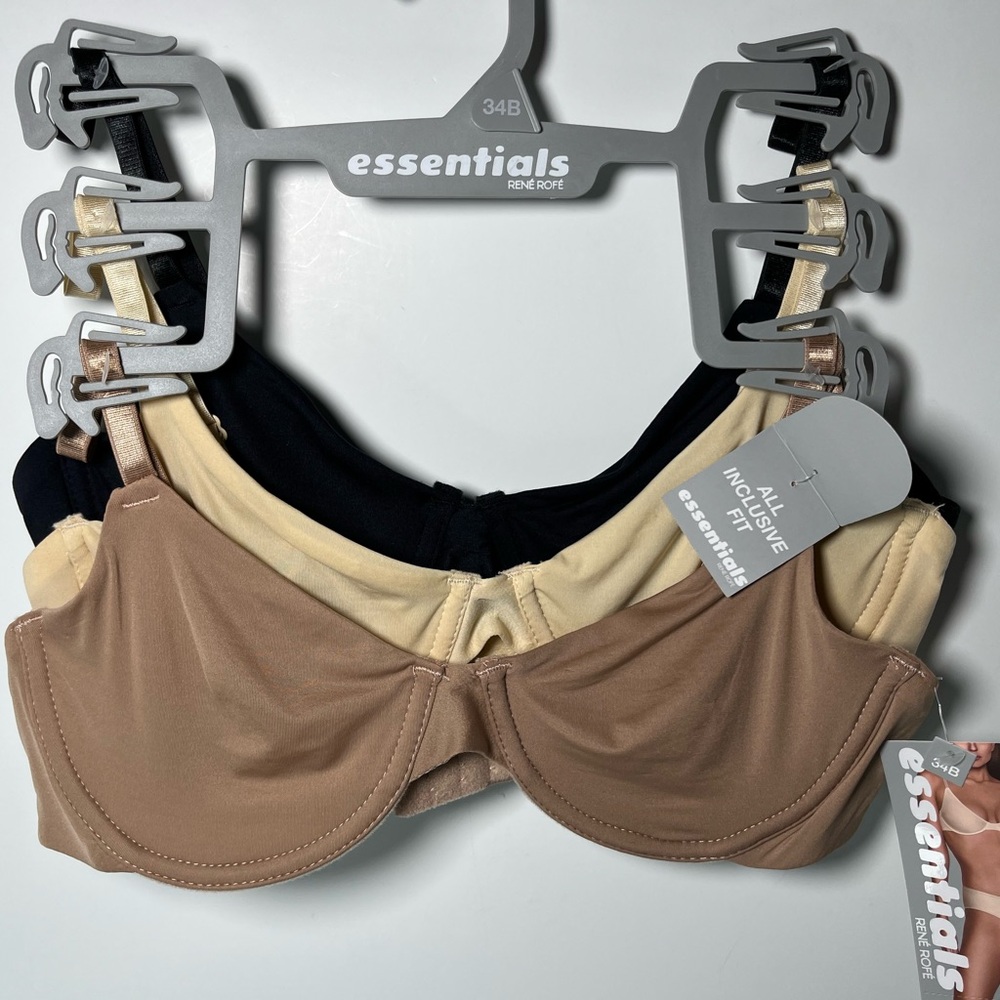 Essentials 3pc Silky Smooth Flexible Fit Unpadded Underwire Bras